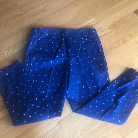 Talbots navy blue with white anchor print chinos 12 - Picture 7 of 7